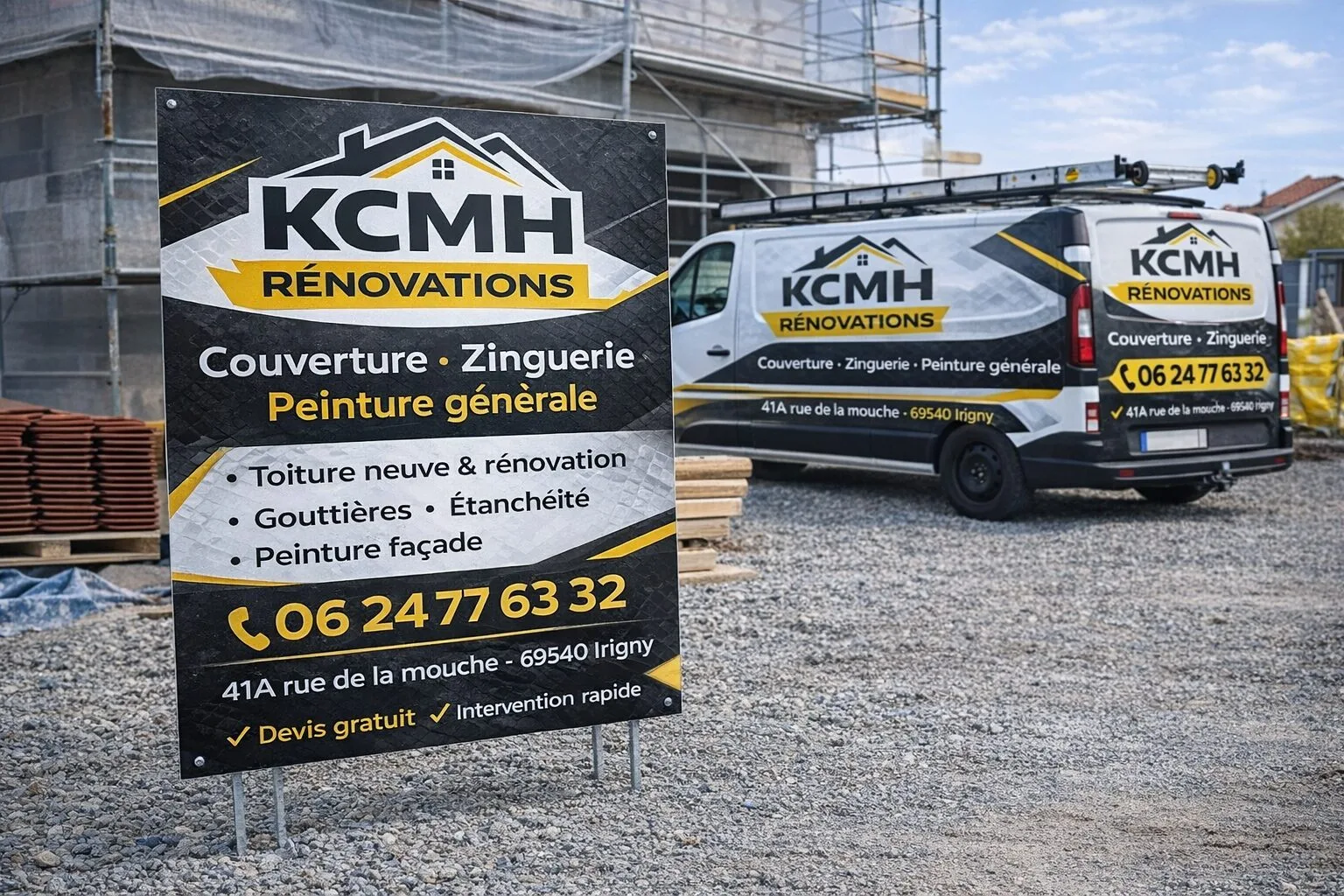 Chantier de couverture KCMH Rénovations en région lyonnaise