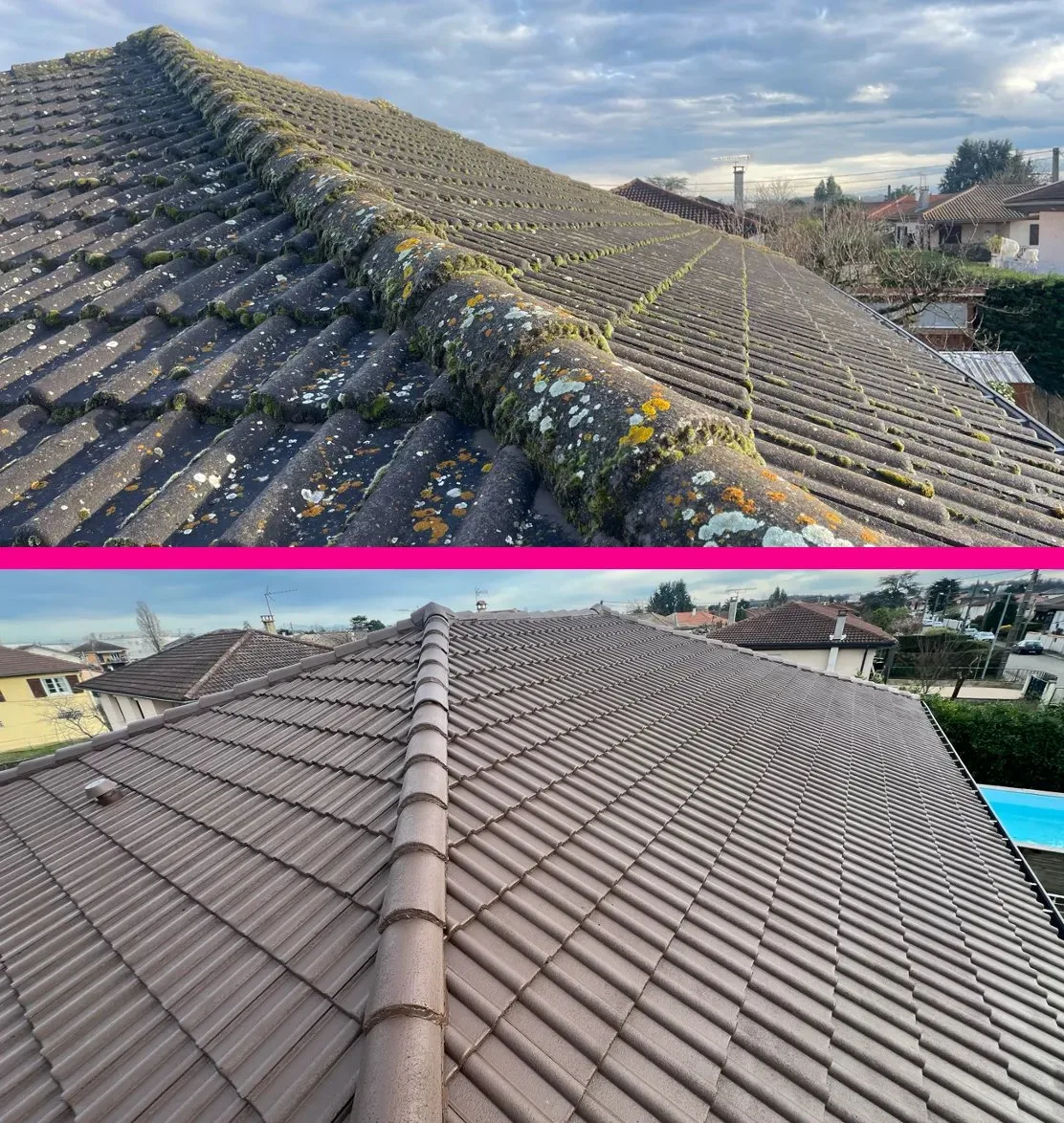 Chantier KCMH à Oullins — Nettoyage + résine colorée brun.