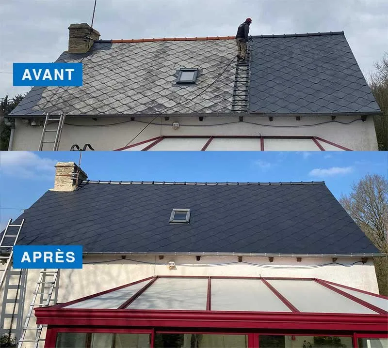 Chantier KCMH à Saint-Genis-Laval — Nettoyage et résine colorée sur ardoise.
