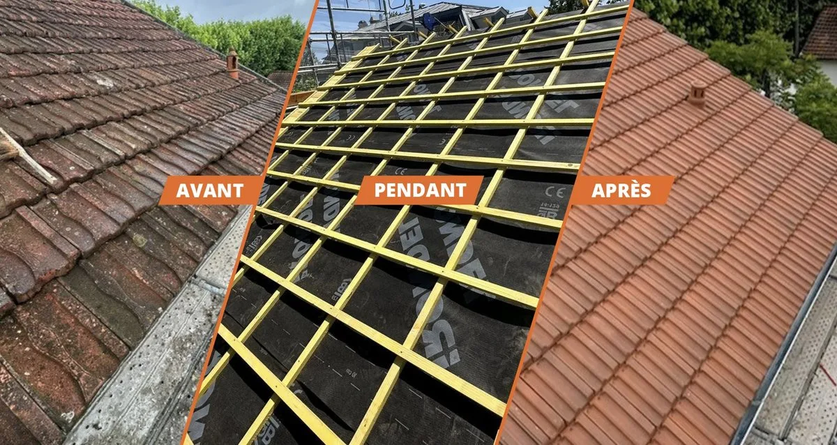 Chantier KCMH à Villeurbanne — Dépose et repose complète d'une couverture tuiles.